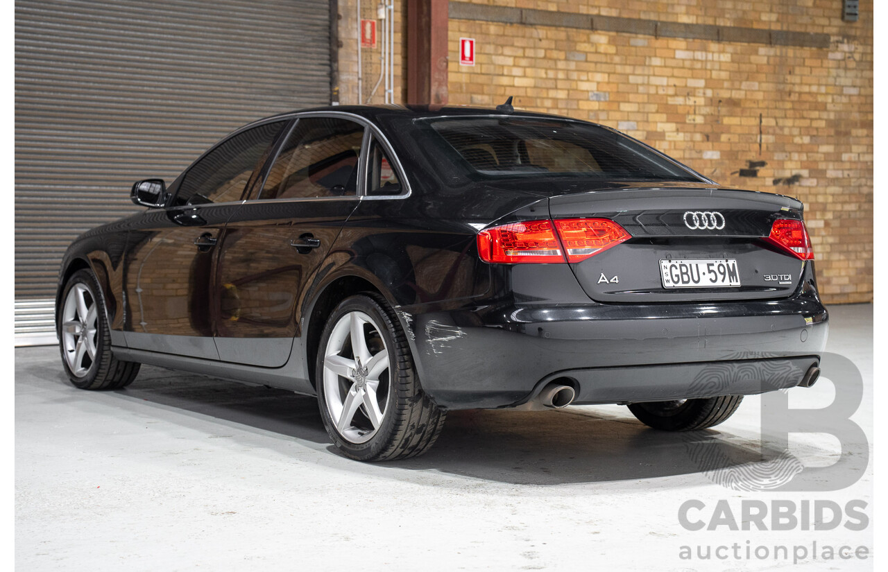 05/2010 Audi A4 3.0 TDI Quattro (AWD) B8 8K 4d Sedan Black Turbo Diesel 3.0L
