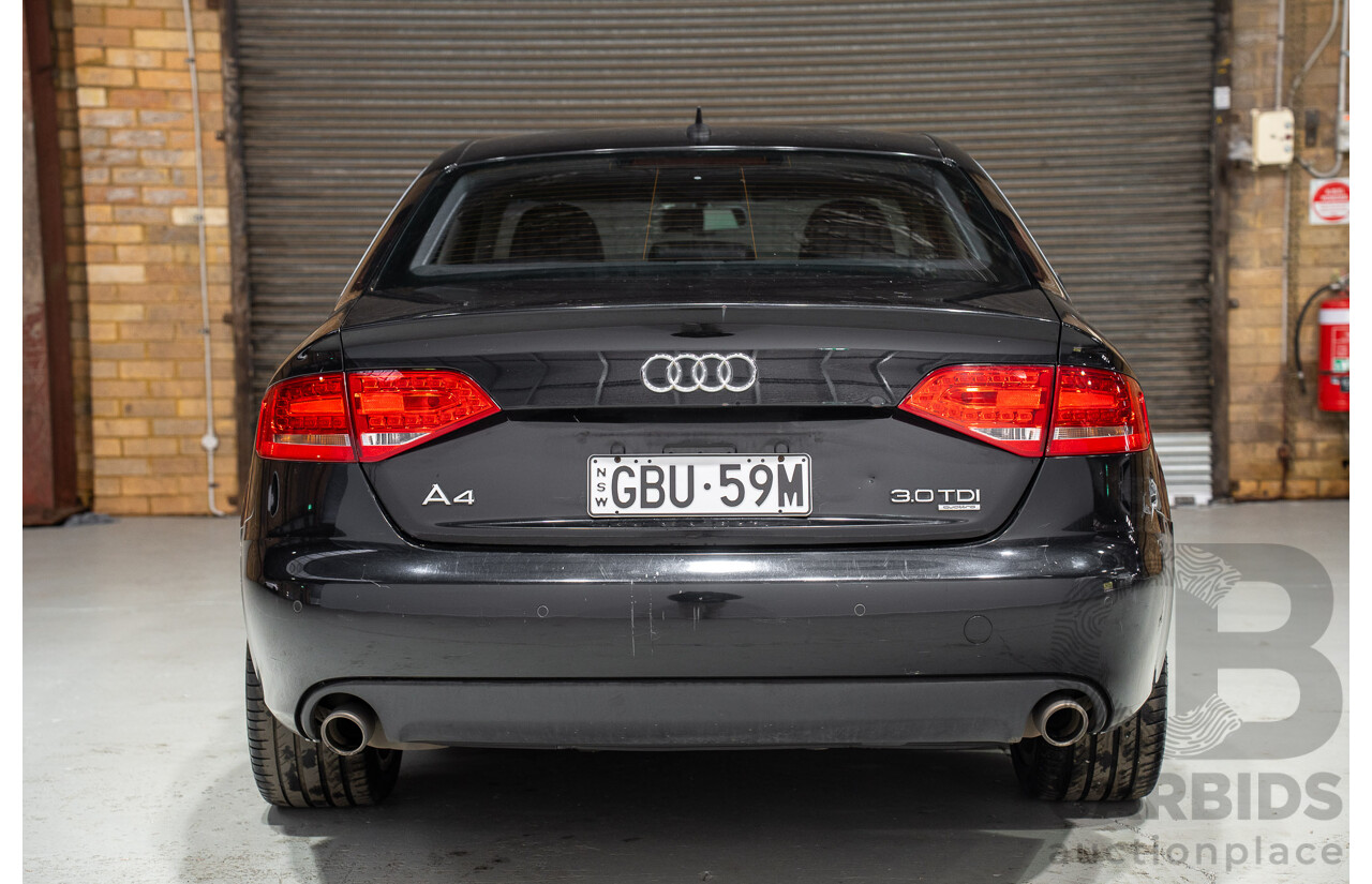 05/2010 Audi A4 3.0 TDI Quattro (AWD) B8 8K 4d Sedan Black Turbo Diesel 3.0L