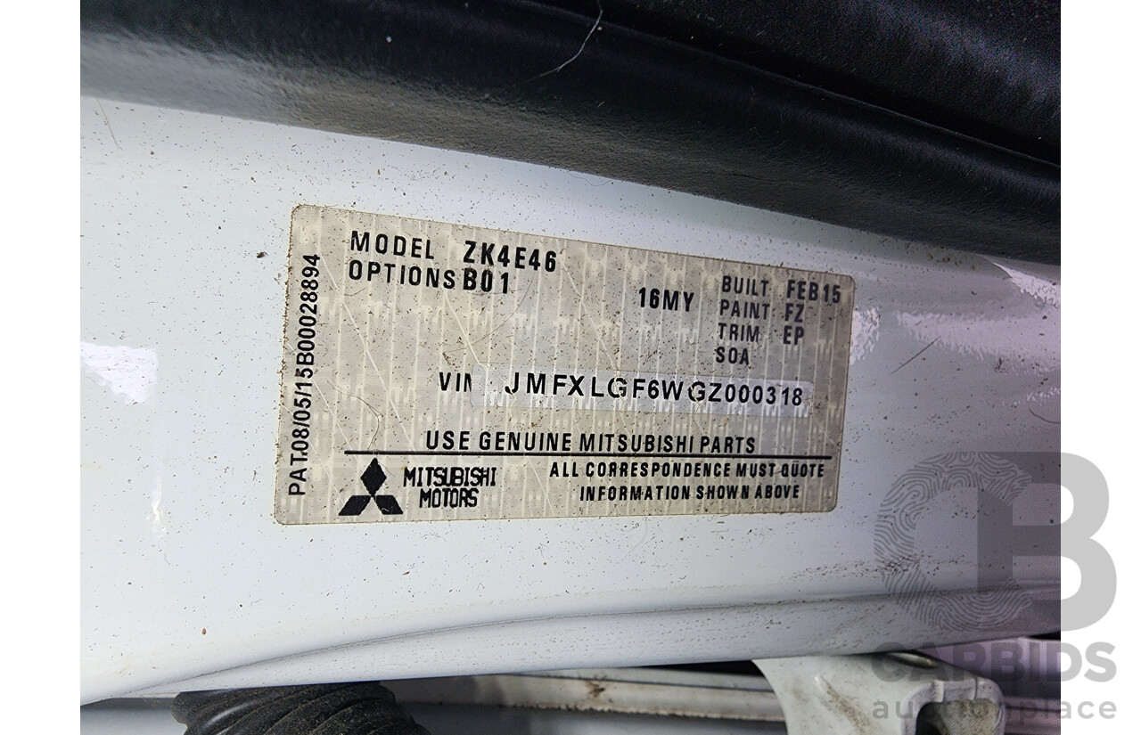 09/2015 Mitsubishi Outlander Exceed (4x4) ZK MY16 4d Wagon White 2.3L