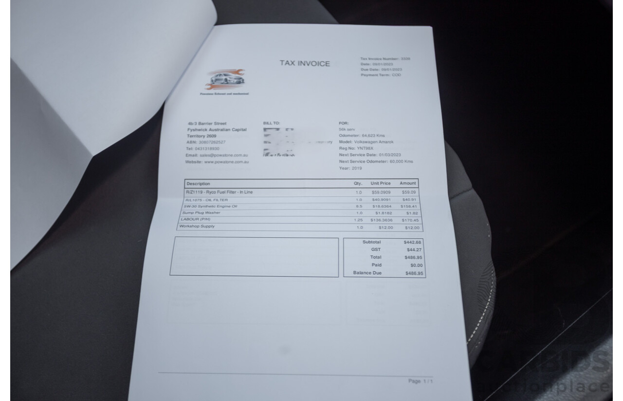 03/2020 Volkswagen Amarok TDI580 Highline Black 4Motion (4x4) 2H MY20 Dual Cab Utility Candy White Turbo Diesel 3.0L