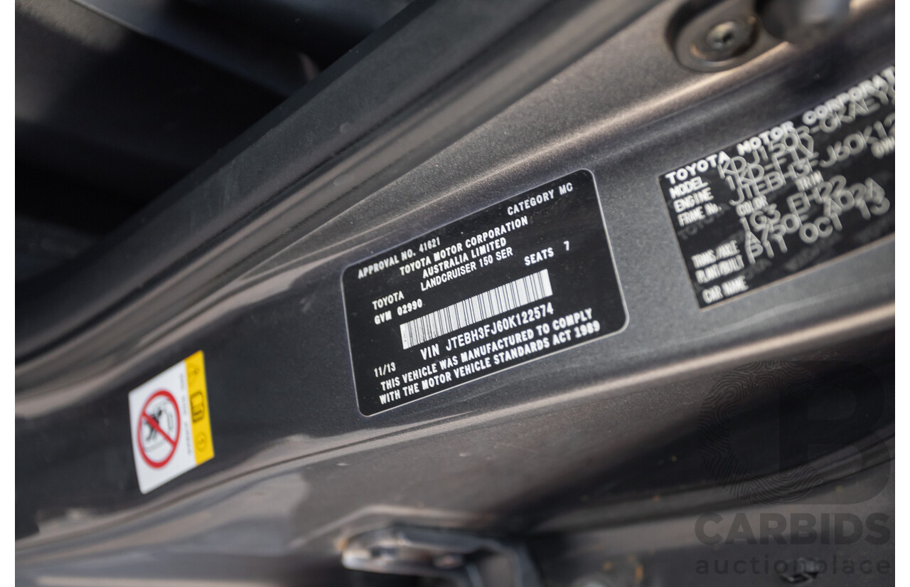 11/2013 Toyota Landcruiser Prado GXL (4x4) KDJ150R MY14 4d Wagon Graphite Grey Metallic Turbo Diesel 3.0L - 7 Seater