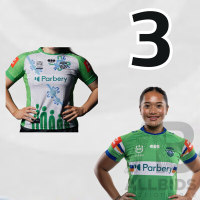 3. Leianne Tufuga - Match Worn and Signed NRLW Canberra Raiders 2026 Indigenous Round Jersey - Round 7 v Knights - Proceeds towards the Raiders Foundation