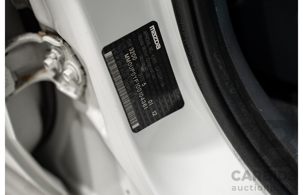 01/2012 Mazda Bt-50 GT (4x4) Dual Cab Utility White 3.2L