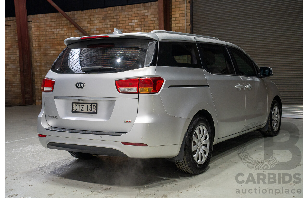 01/2017 Kia Carnival S (FWD) YP MY17 4d Wagon Silver 3.3L