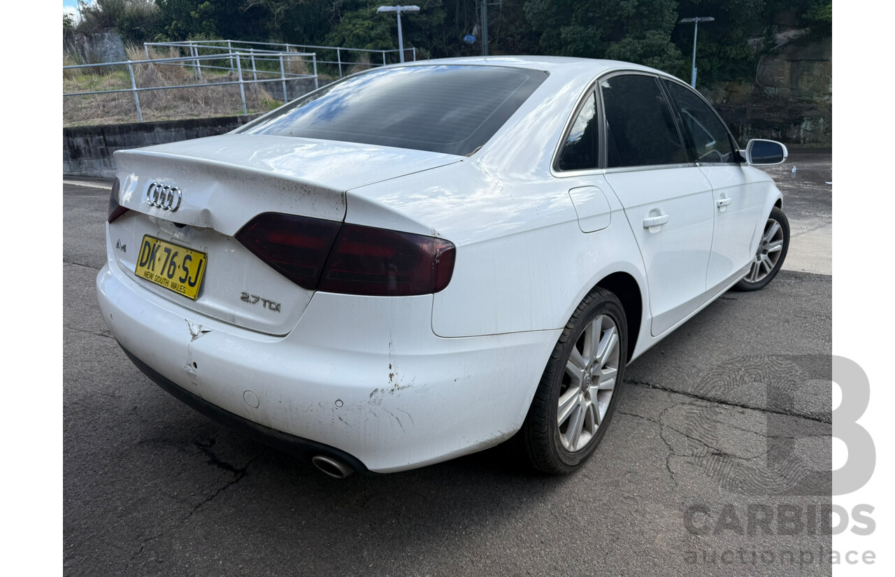 01/2011 Audi A4 2.7 TDI FWD B8 (8K) MY11 4D Sedan White Turbo Diesel 2.7L