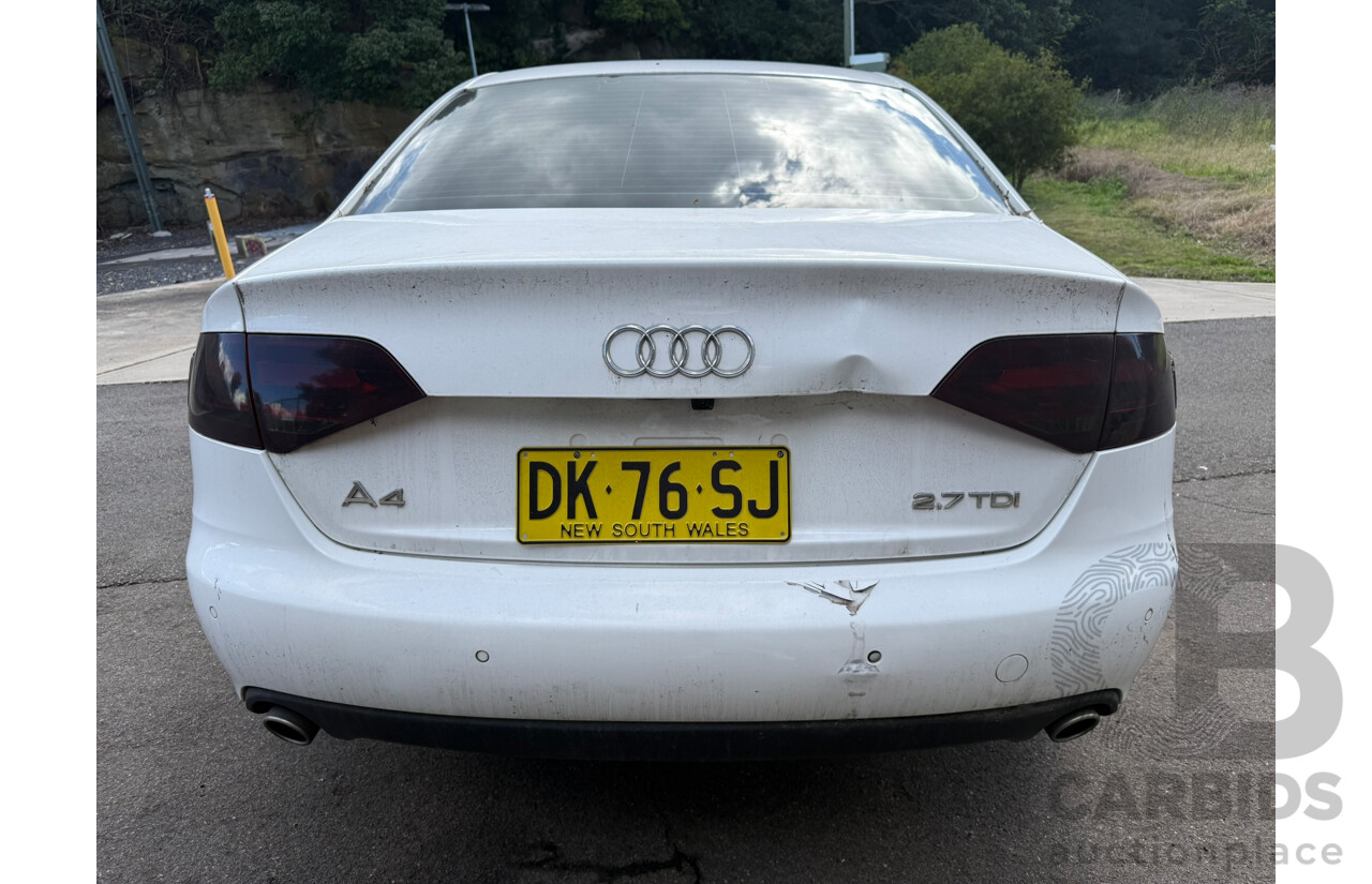 01/2011 Audi A4 2.7 TDI FWD B8 (8K) MY11 4D Sedan White Turbo Diesel 2.7L