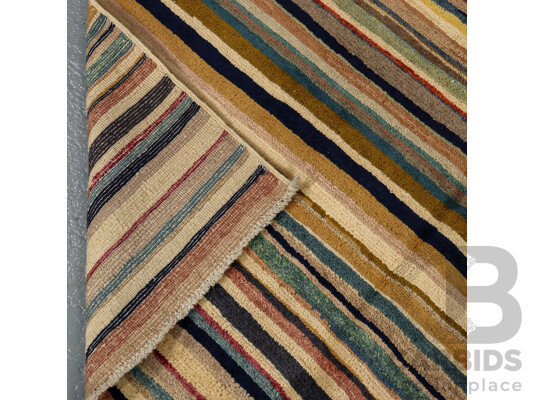 Hand Knotted Striped Scandinavian Rug