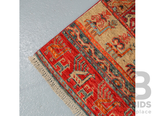 Hand Knotted Pictorial Turkish Tribal Rug
