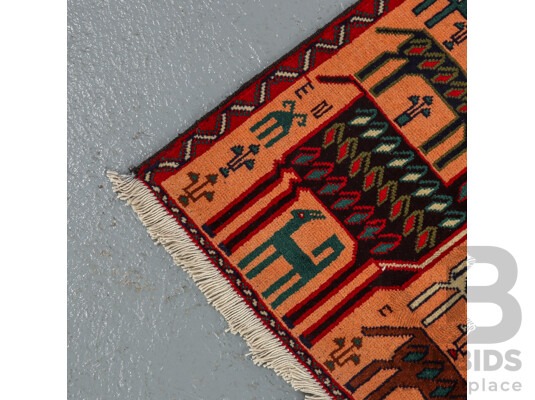 Hand Knotted Afghan Tribal Pictorial Rug