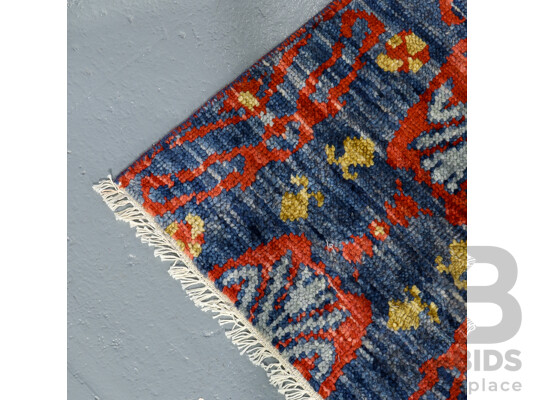 Large Hand Knotted Wool Rug