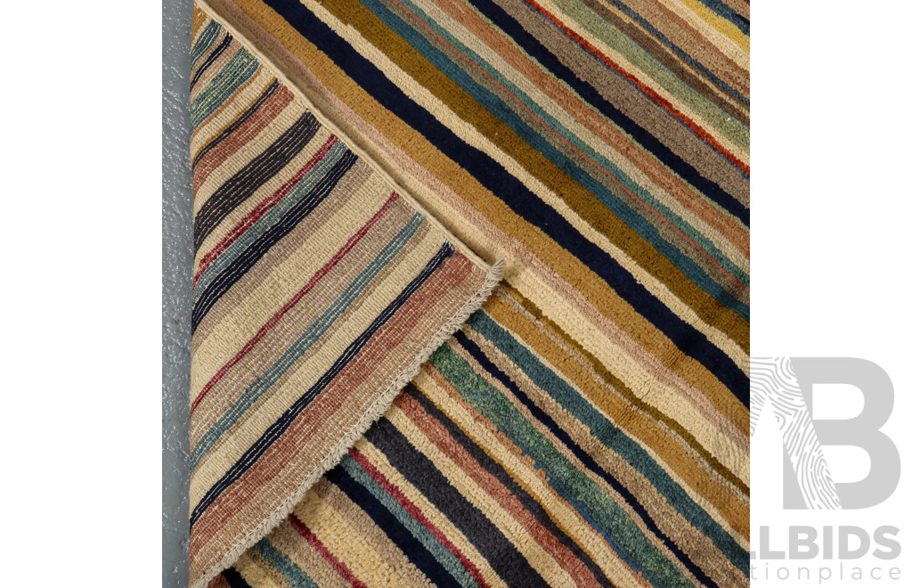 Hand Knotted Striped Scandinavian Rug