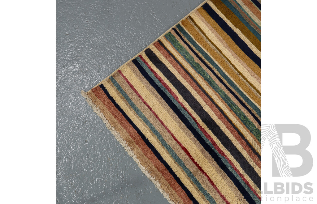 Hand Knotted Striped Scandinavian Rug