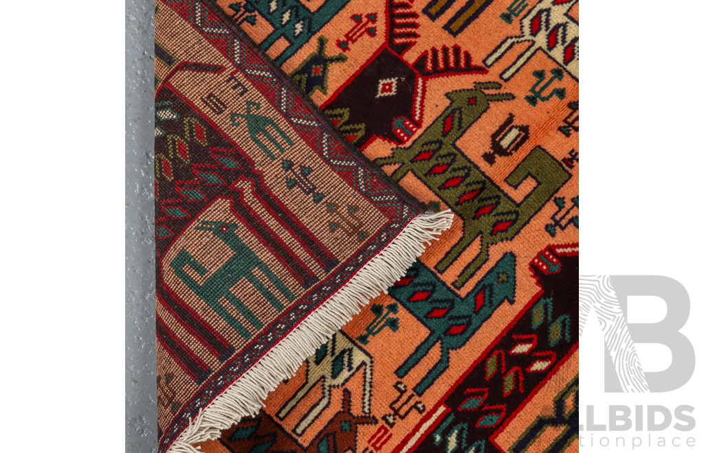 Hand Knotted Afghan Tribal Pictorial Rug