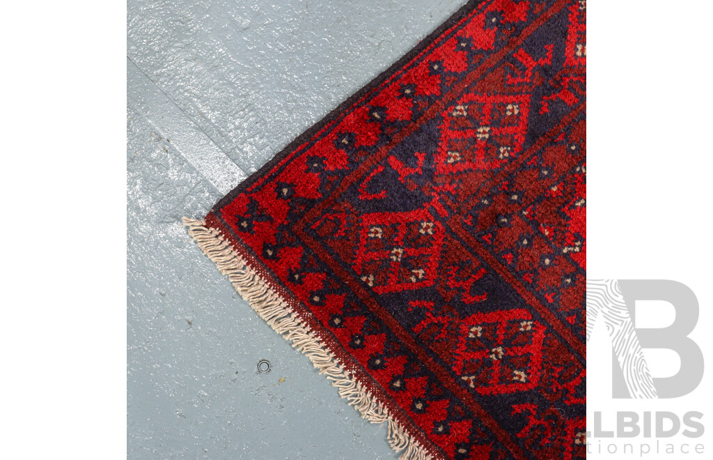Hand Knotted Afghan Bokhara Runner Rug