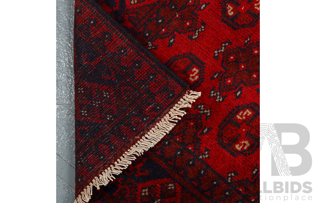 Hand Knotted Afghan Bokhara Runner Rug