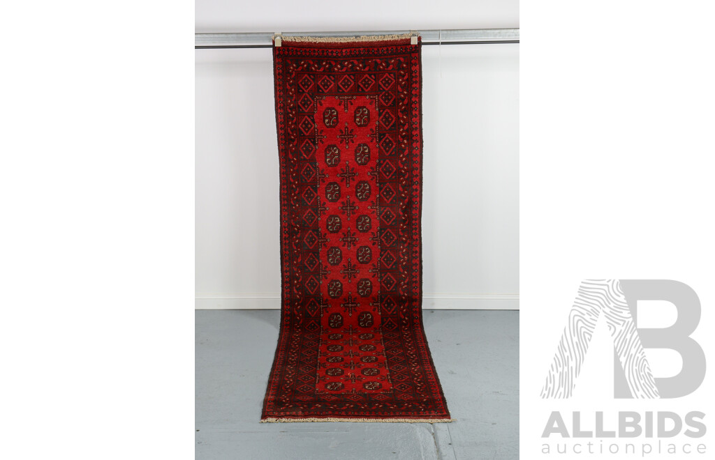 Hand Knotted Afghan Bokhara Runner Rug