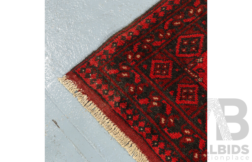 Hand Knotted Afghan Bokhara Runner Rug