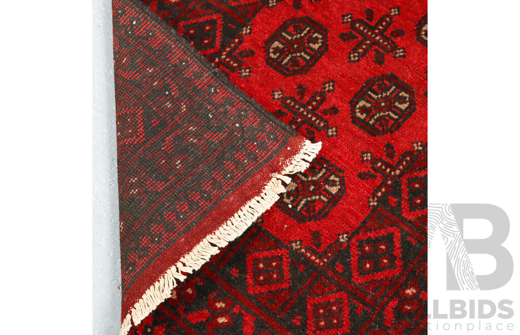 Hand Knotted Afghan Bokhara Runner Rug