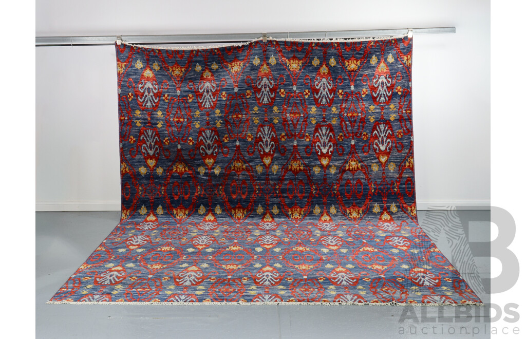 Large Hand Knotted Wool Rug