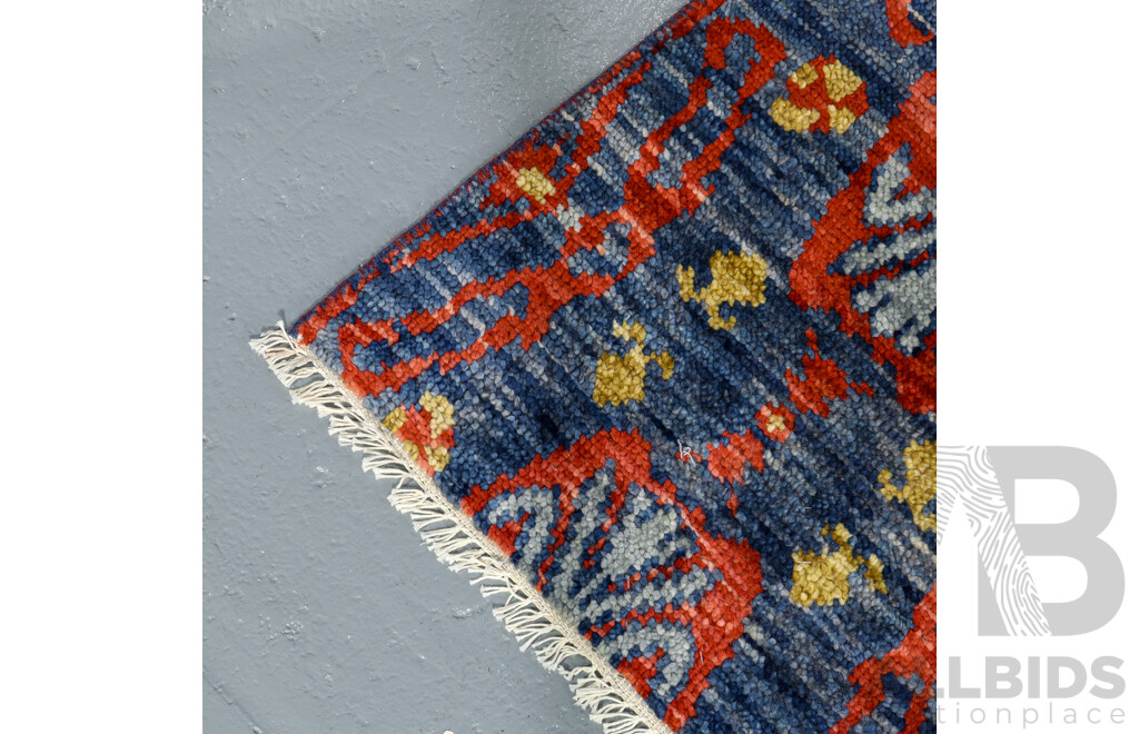 Large Hand Knotted Wool Rug