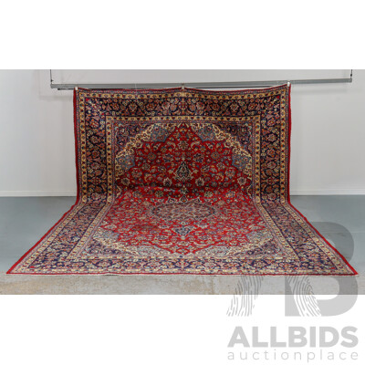 Large Hand Knotted Persian Kashan Rug