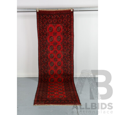 Hand Knotted Afghan Bokhara Runner Rug