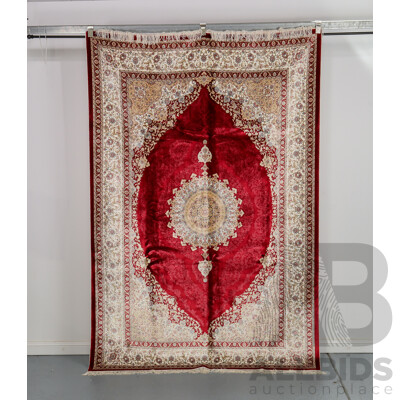 Hand Knotted Turkman Hali Turkish Bamboo Silk Rug