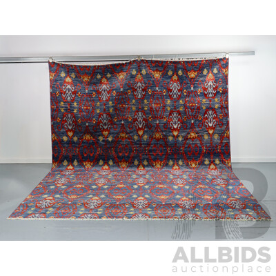 Large Hand Knotted Wool Rug
