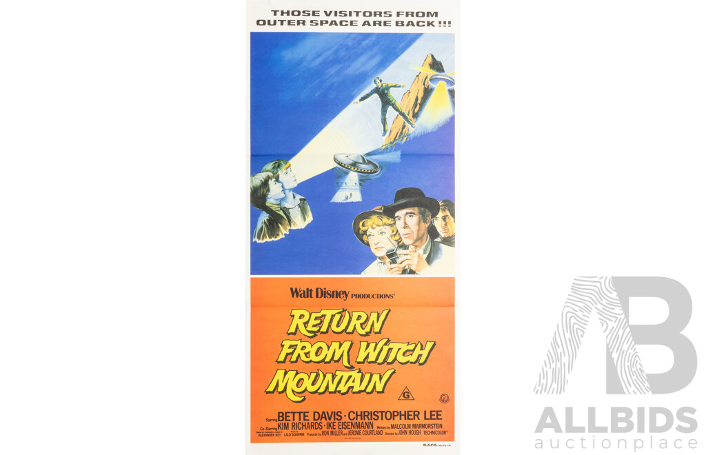 Return from Witch Mountain (1978), Original Australian Daybill Cinema Poster, M.A.P.S. Litho Pty. Ltd.