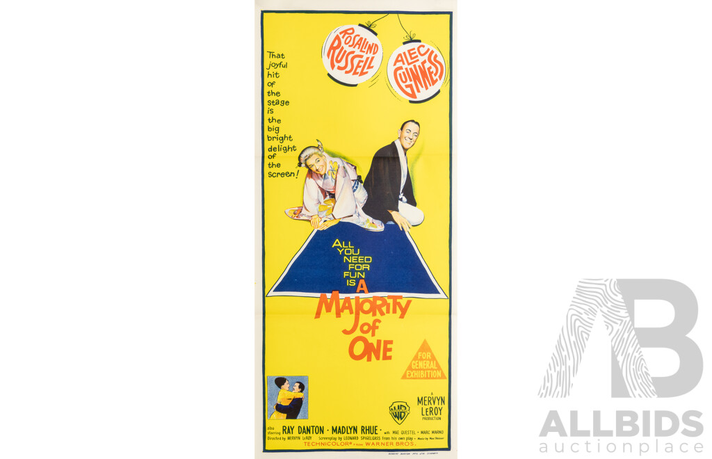 A Majority of One (1961), Original Australian Daybill Cinema Poster, Robert Burton Pty. Ltd.