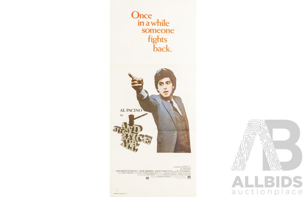 …And Justice for All (1979), Original Australian Daybill Cinema Poster, Robert Burton Printers Pty. Ltd.
