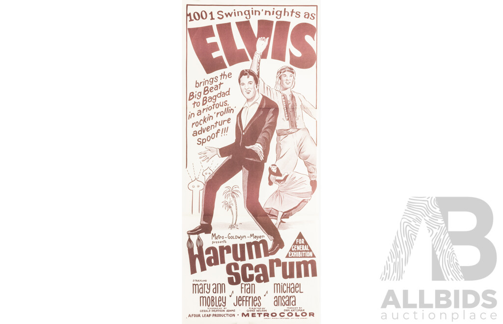 Elvis Presley, Harum Scarum (1965), Original Australian Daybill Cinema Poster, Robert Burton Printers