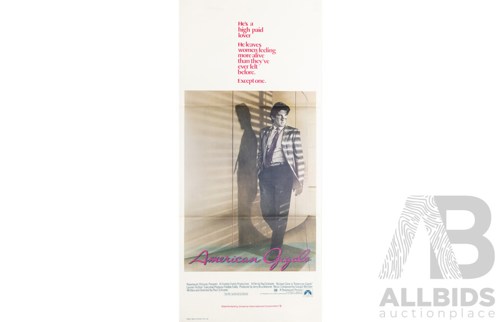 American Gigolo (1980), Original Australian Daybill Cinema Poster, Robert Burton Printers Pty. Ltd.