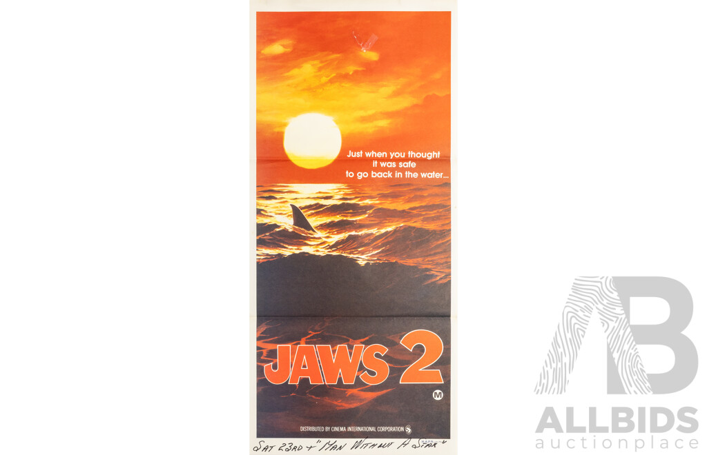 Jaws 2 (1978), Original Australian Daybill Cinema Poster, M.A.P.S. Litho Pty. Ltd.