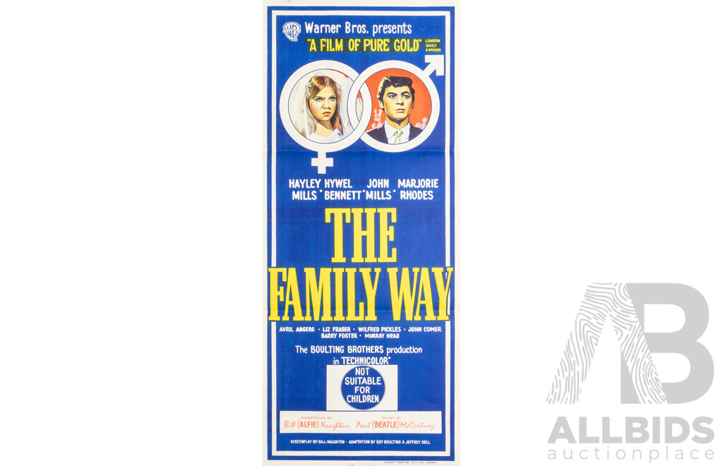 The Family Way (1966), Original Australian Daybill Cinema Poster, Music by Paul McCartney, Robert Burton Pty. Ltd.