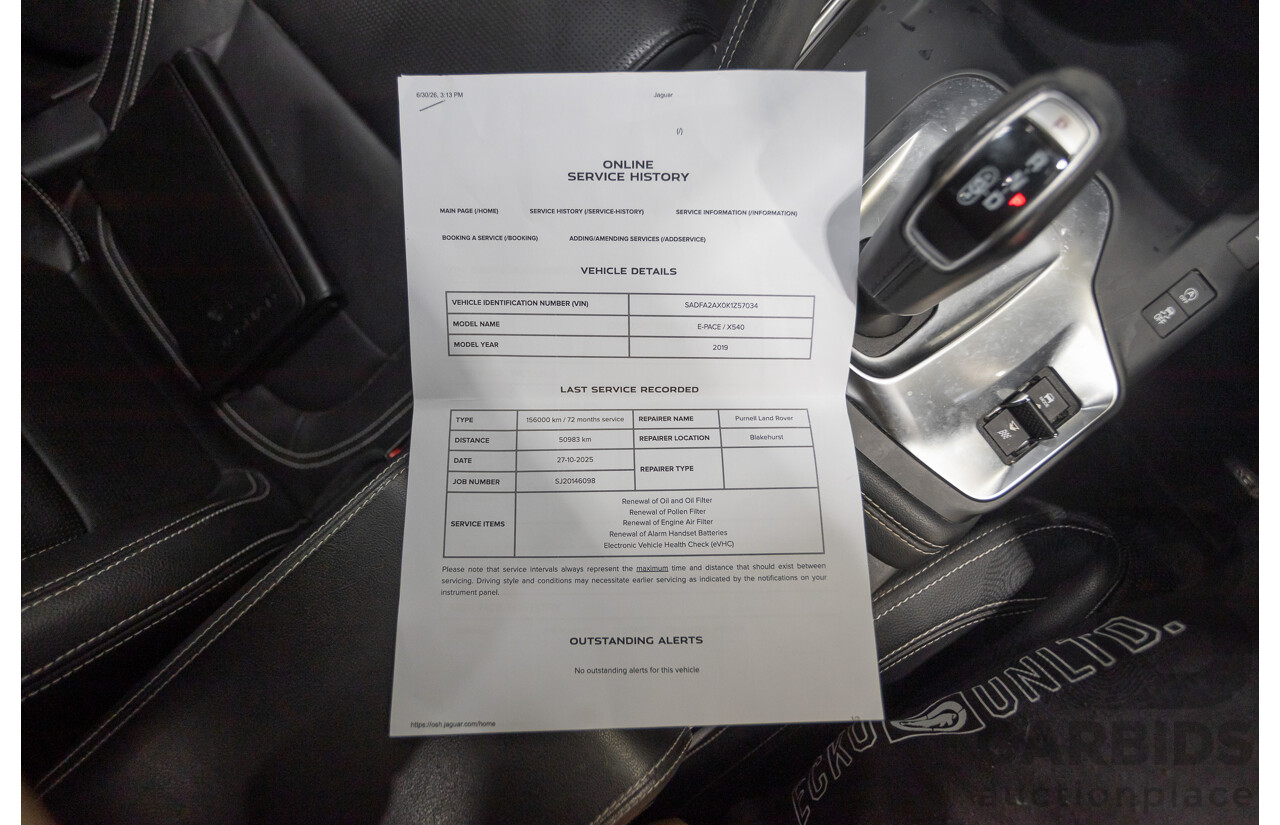 4/2019 Jaguar E-Pace P200 R-Dynamic S (AWD) X540 MY19 4d Wagon Narvik Black Turbo 2.0L