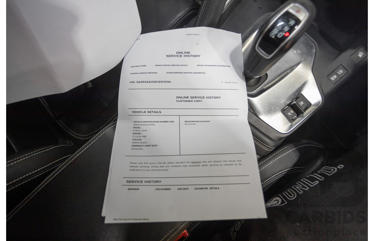 4/2019 Jaguar E-Pace P200 R-Dynamic S (AWD) X540 MY19 4d Wagon Narvik Black Turbo 2.0L