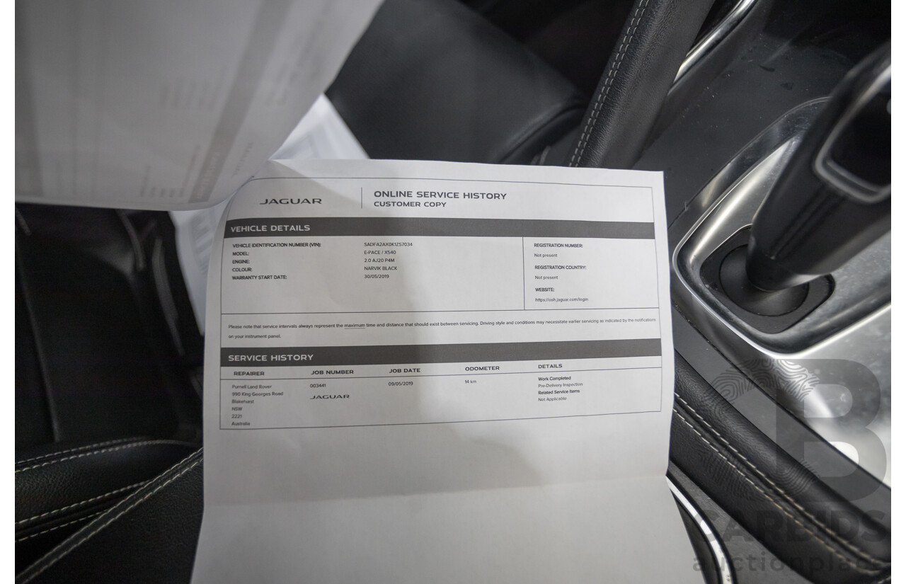 4/2019 Jaguar E-Pace P200 R-Dynamic S (AWD) X540 MY19 4d Wagon Narvik Black Turbo 2.0L