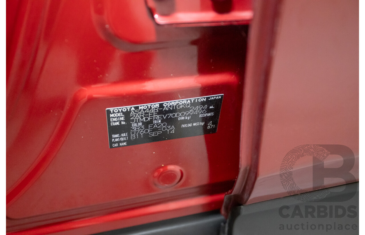 9/2014 Toyota Rav4 GXL (AWD) ASA44R MY14 4d Wagon Barcelona Red Metallic 2.5L