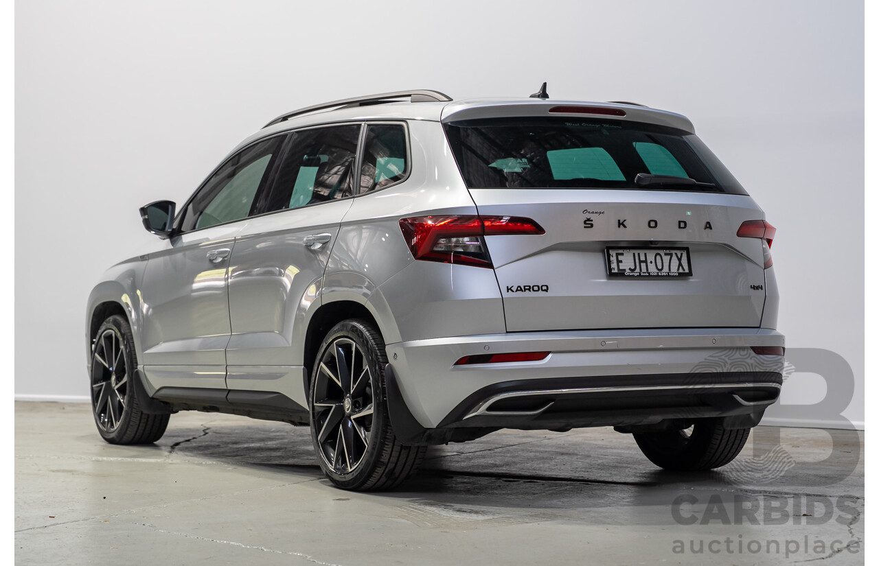 07/2020 Skoda Karoq 140TSI Sportline (4x4) NU MY20 4D Wagon Silver Turbo 2.0L