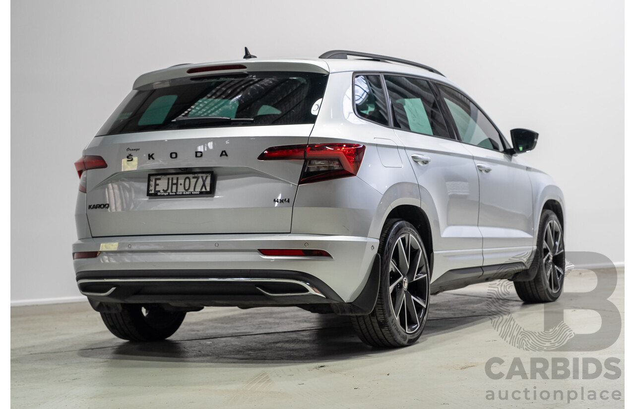 07/2020 Skoda Karoq 140TSI Sportline (4x4) NU MY20 4D Wagon Silver Turbo 2.0L