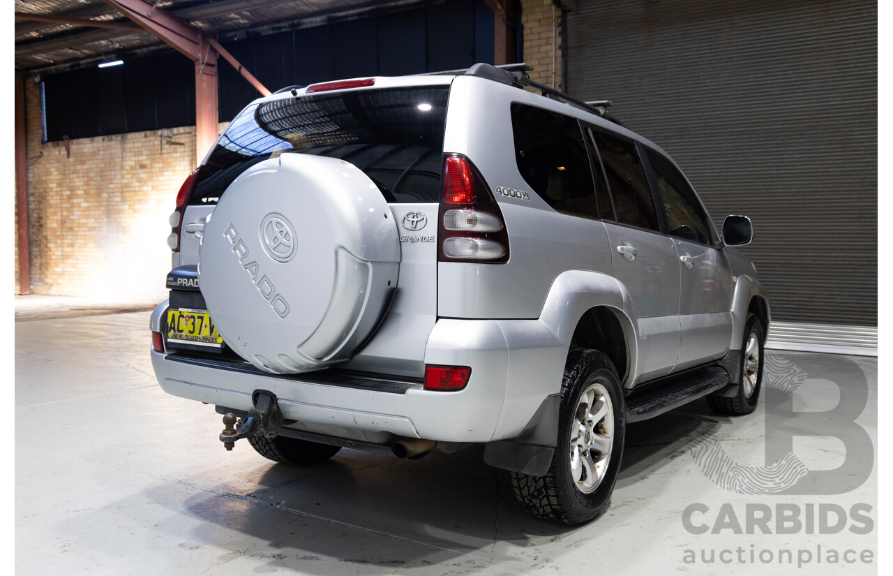 12/2004 Toyota Landcruiser Prado Grande (4x4) GRJ120R 4D Wagon Silver 4.0L