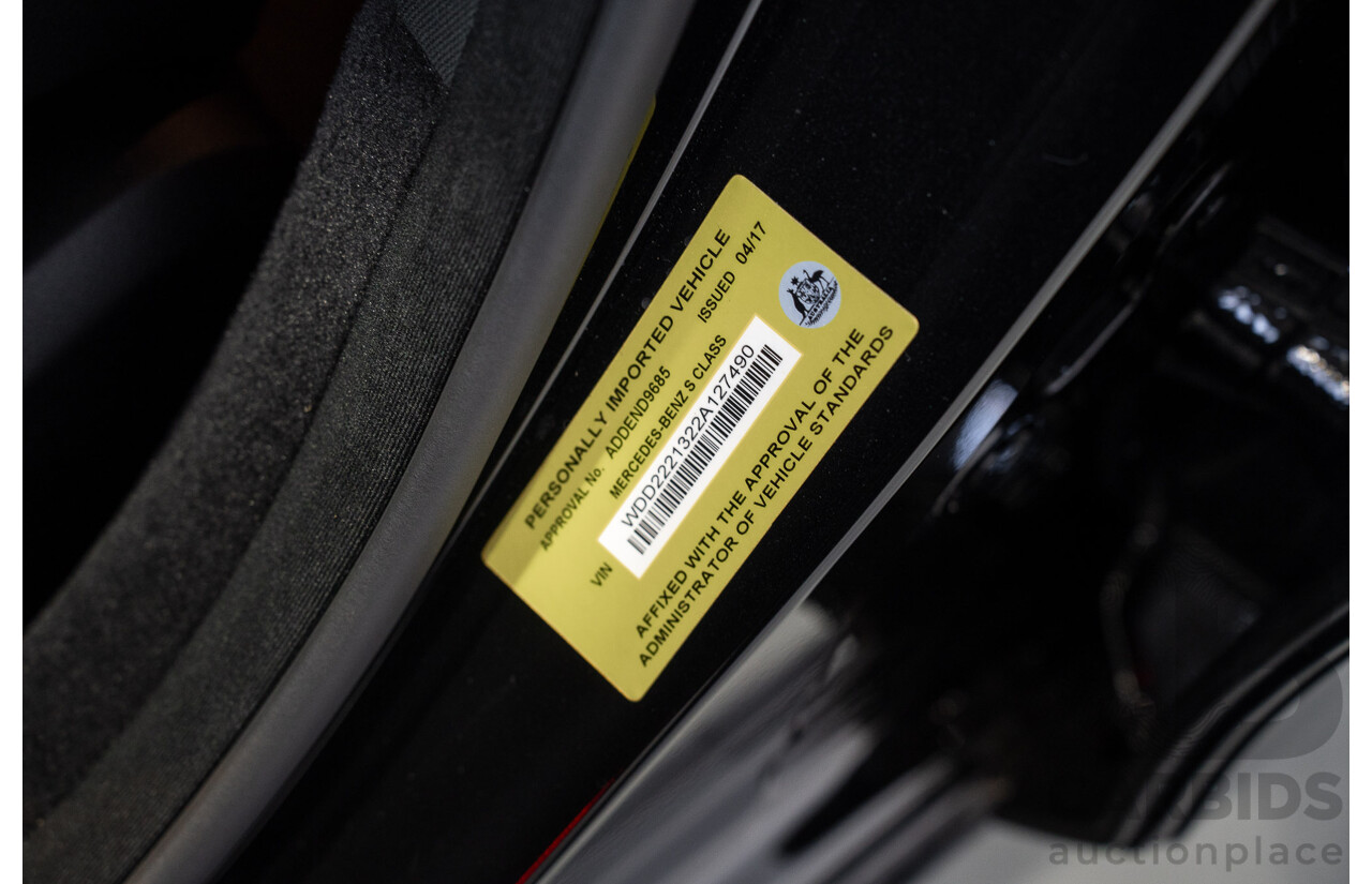 07/2015 Mercedes-Benz S350 CDI Bluetec 222 4d Sedan Obsidian Black Turbo Diesel 3.0L - Import 04/2017