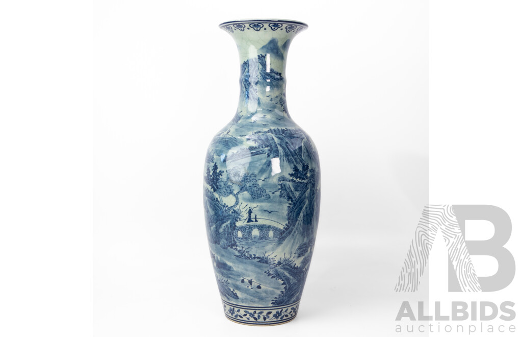 Large Chinese Blue and White Floor Vase