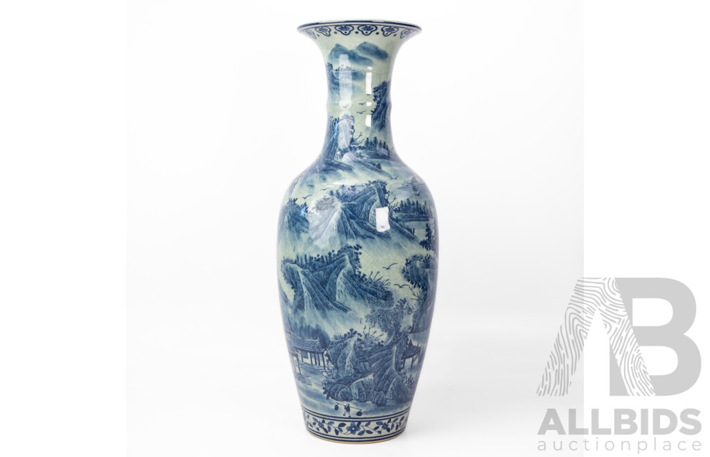 Large Chinese Blue and White Floor Vase