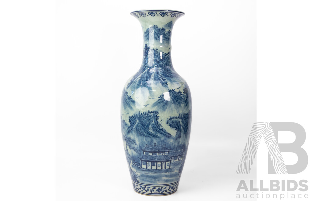 Large Chinese Blue and White Floor Vase