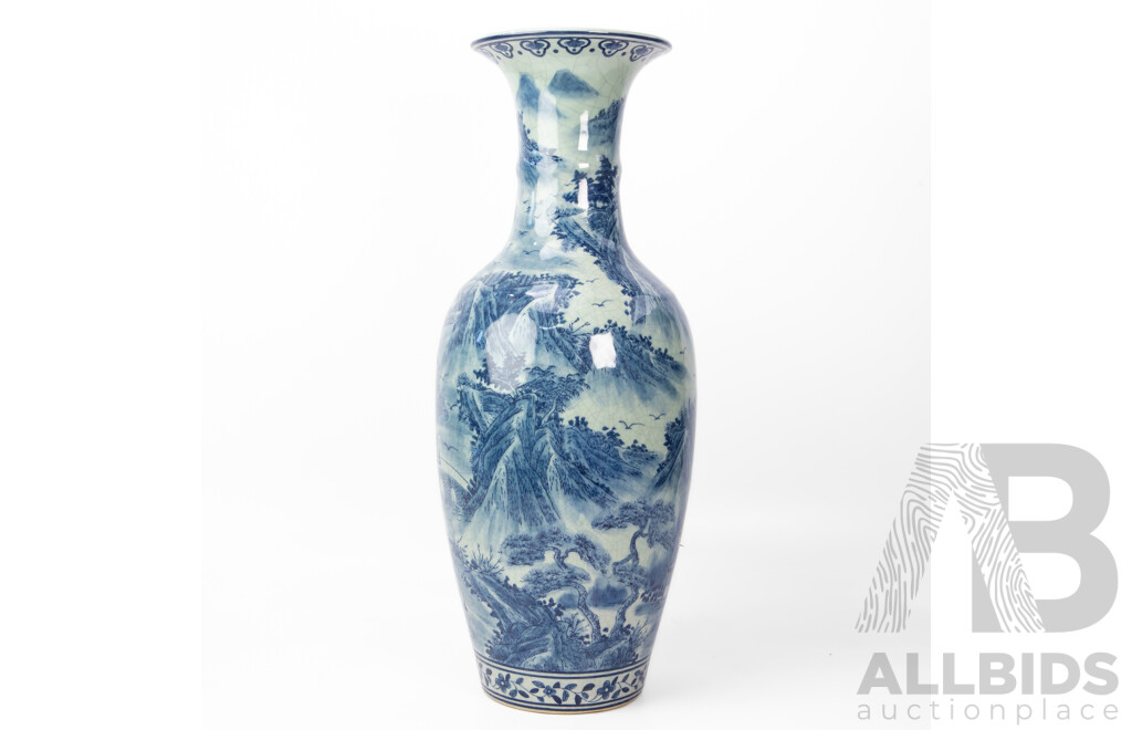 Large Chinese Blue and White Floor Vase