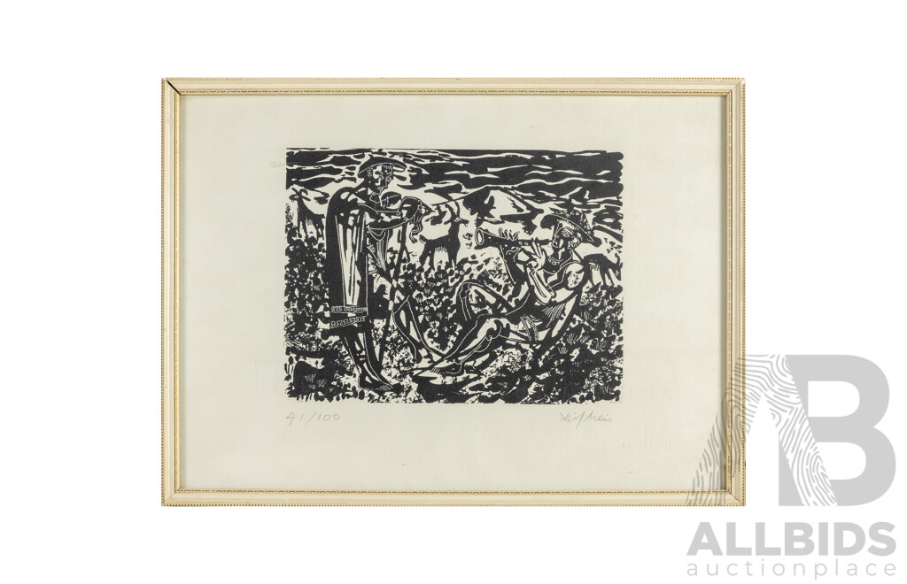 Friedrich J. Meis (20th Century, German, 1925-?), December (1963), Original Vintage Copperplate Etching, Editioned & Signed, 31H x 42W cm (frame)