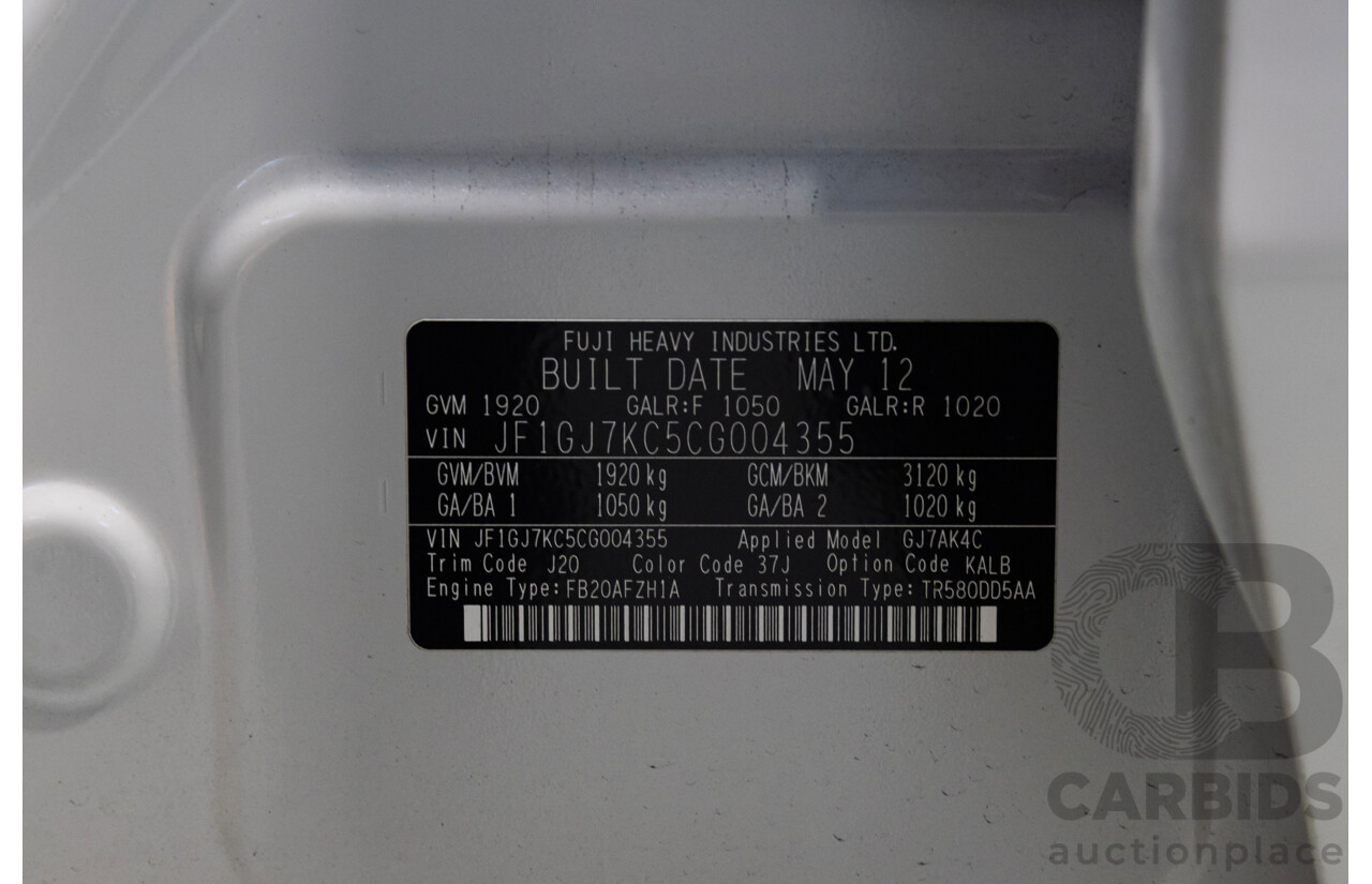 06/2012 Subaru Impreza 2.0i (AWD) MY12 4d Sedan White 2.0L
