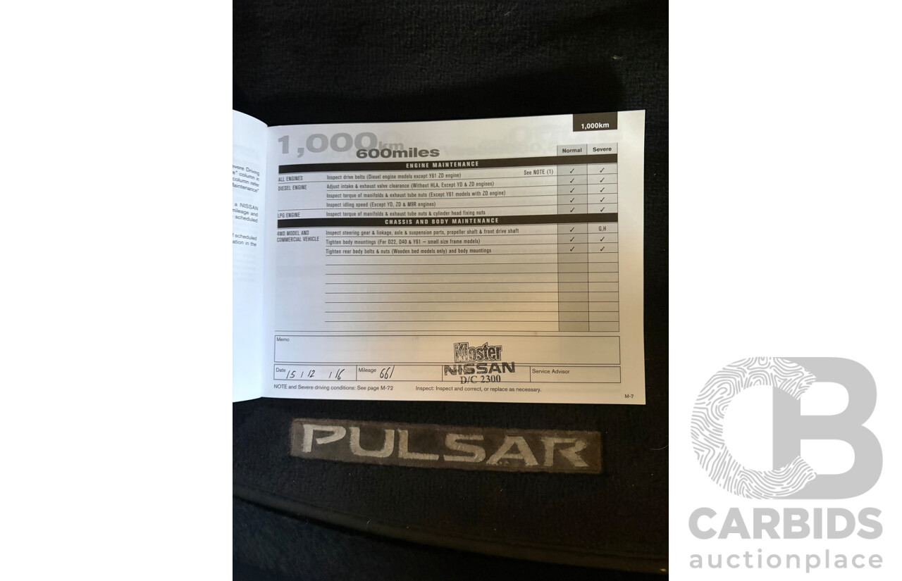 09/2016 Nissan Pulsar ST C12 SERIES 2 5d Hatchback White 1.8L